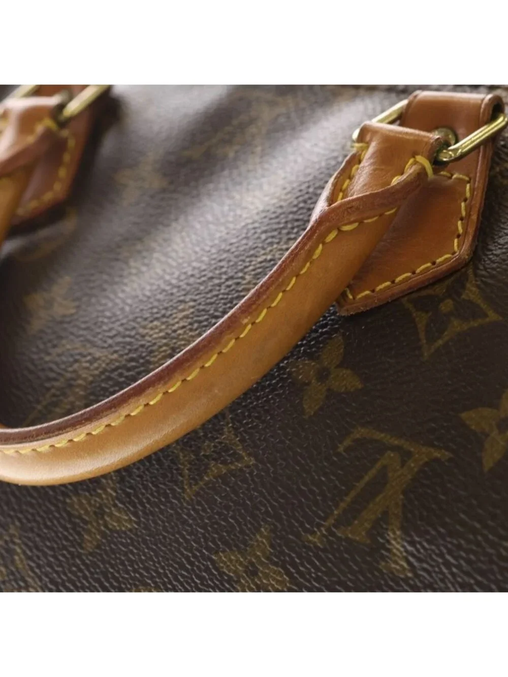 Louis Vuitton Monogram Speedy 40 Boston Bag Brown Leather Gold